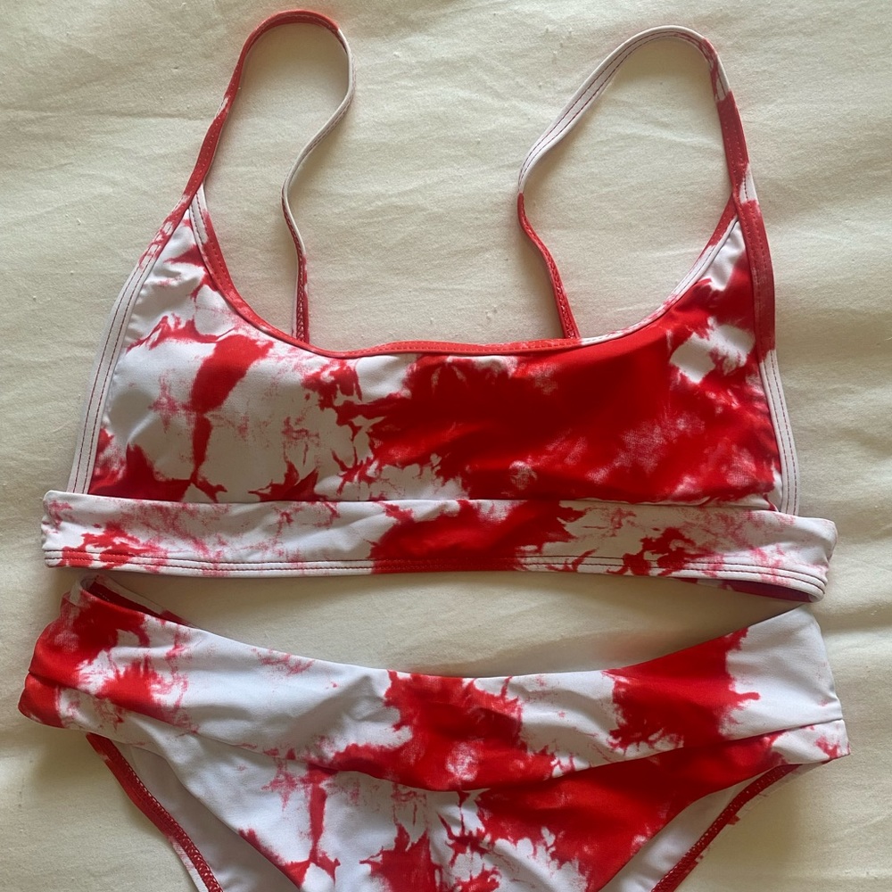 Shein Tie Dye Bikini Set Cami Top & High Leg Bottom 2 Piece Swimsuit - Picture 6 of 9
